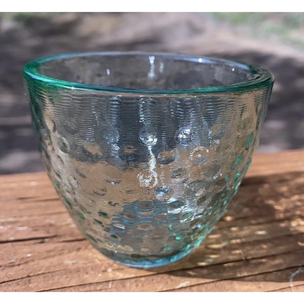 Green Glass Hobnail Votive Holder 3.5 in.